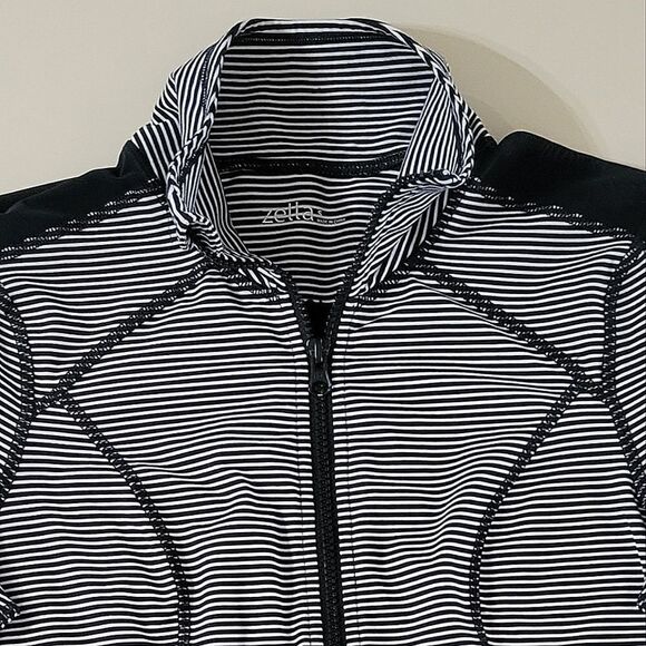 Zella Women's Black Stripe Full Zip Jacket Mesh Inserts - Picture 7 of 14